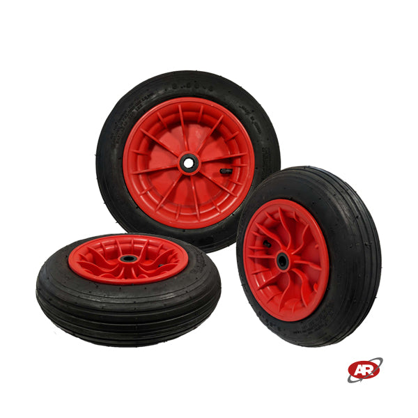 Roue pneumatique POUR BROUETTE avec noyau en plastique | Bande de roulement A | 14"x3.50-8 | 360 x 85 | Roulement à aiguilles ou cage à rouleaux, alésage de 20 mm