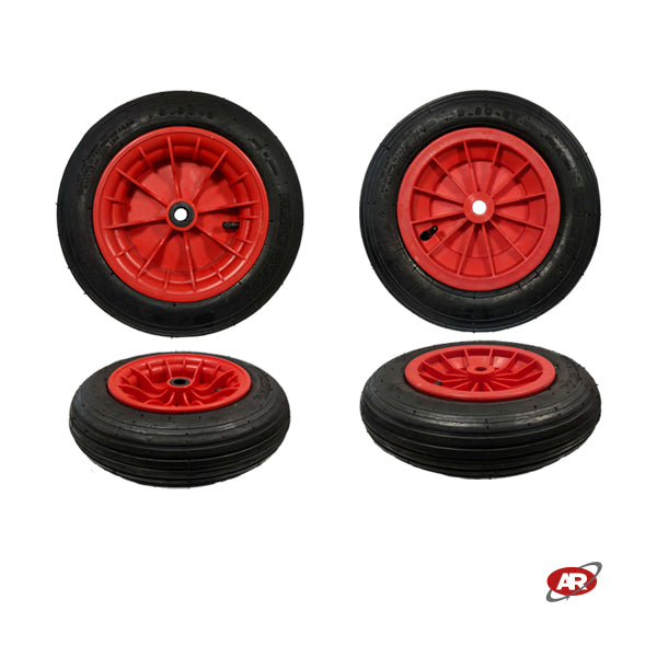 Roue pneumatique POUR BROUETTE avec noyau en plastique | Bande de roulement A | 14"x3.50-8 | 360 x 85 | Roulement à aiguilles ou cage à rouleaux, alésage de 20 mm