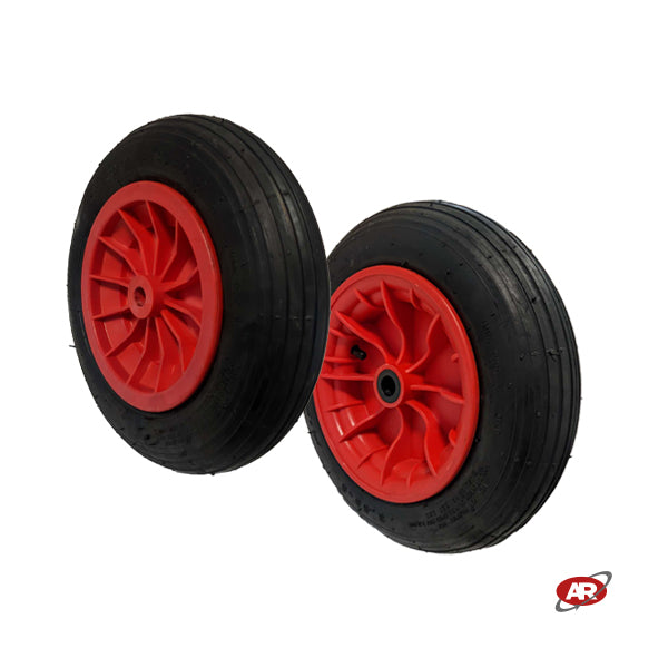 Roue pneumatique POUR BROUETTE avec noyau en plastique | Bande de roulement A | 14"x3.50-8 | 360 x 85 | Alésage de 25 mm pour bague ou cage à rouleaux