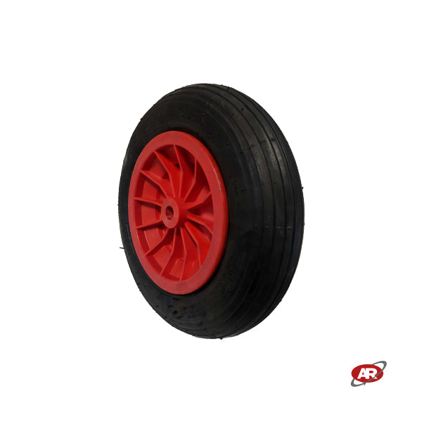 Roue pneumatique POUR BROUETTE avec noyau en plastique | Bande de roulement A | 14"x3.50-8 | 360 x 85 | Alésage de 25 mm pour bague ou cage à rouleaux