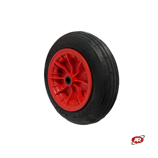 Roue pneumatique POUR BROUETTE avec noyau en plastique | Bande de roulement A | 14"x3.50-8 | 360 x 85 | Alésage de 25 mm pour bague ou cage à rouleaux