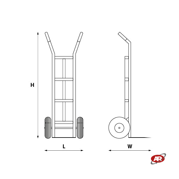 Two-wheel trolleys with IRON frame | Luggage trolley | TRANSPORT TROLLEY - HAND TROLLEY - H2PN160-114