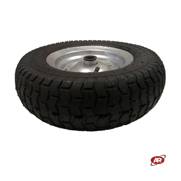 Pneumatic wheel for garden with core in SHEET METAL | Tread GR | 16“x6.50-8 | 405 x 125 | Bushing hole 25 mm | PR3008