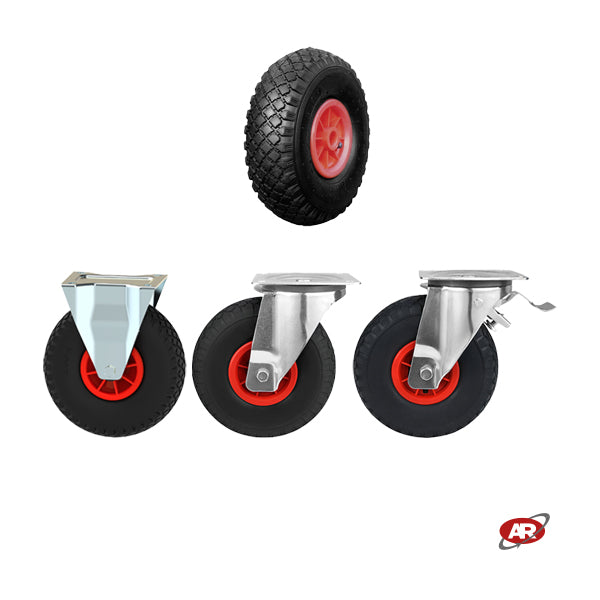 Ruote pneumatica | PR1805-2 | Per CARRELLI e alloggi NAUTICI con SUPPORTO a Piastra | Nucleo in plastica | 10“x3.00-4 | 260 x 85 | Porta barca e motori | Trasporto imbarcazioni | Portata 140 Kg