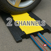 MODULO curva DESTRA o SINISTRA | Pedana passacavi | 2 CANALINE | Protezione cavi | Eventi | Cantieri stradali | Capacità 12 Ton | DH-CP-S2