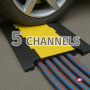 MODULO curva DESTRA o SINISTRA | Pedana passacavi | 5 CANALINE | Protezione cavi | Eventi | Cantieri stradali | Capacità 18 Ton | DH-CP-L5