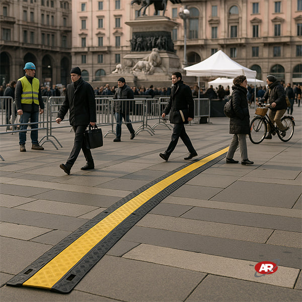 Pedana passacavi | 3 CANALINE | Zona Ad Alto Traffico | Protezione cavi | Manifestazioni | Eventi | Cantieri stradali | Capacità 12 Ton | DH-CP-S3M