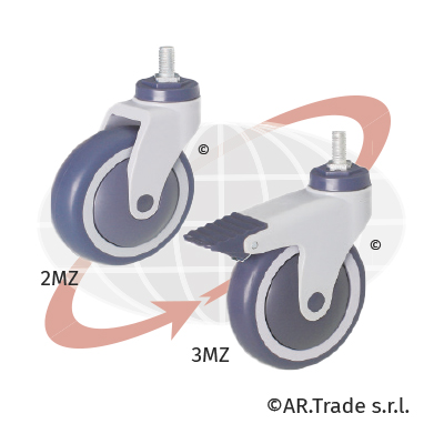AR.Trade s.r.l ruote per il mobilio ruote gemellate in polipropilene e poliuretano termoplastico (TPU) con cuscinetti a sfere. (MEDB-Z)