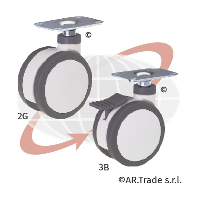 AR.Trade srl Ruote gemellate in nylon (PA) e TPU (poliuretano termoplastico) con foro liscio supporto piastra