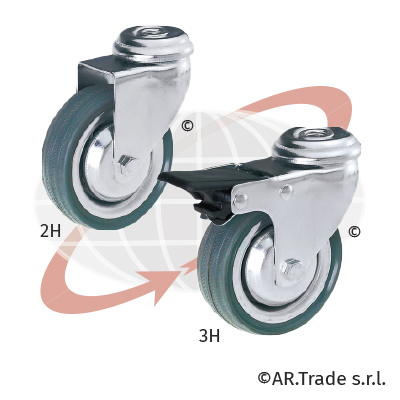 AR.Trade srl ruote in gomma grigia con nucleo in lamiera a rullini con supporti rotante