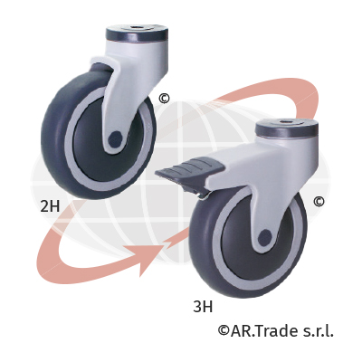 AR.Trade srl ruote in gomma termoplastica (tpr) grigia con nucleo in polipropilene MEDB supporto rotante iniezione senza codolo
