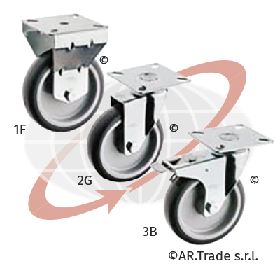 AR.Trade srl ruote in gomma termoplastica (tpr) grigia con nucleo in polipropilene TPR supporto piastra