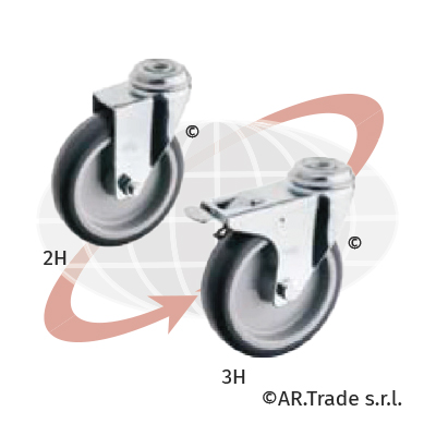 AR.Trade srl ruote in gomma termoplastica (tpr) grigia con nucleo in polipropilene TPR supporto rotante